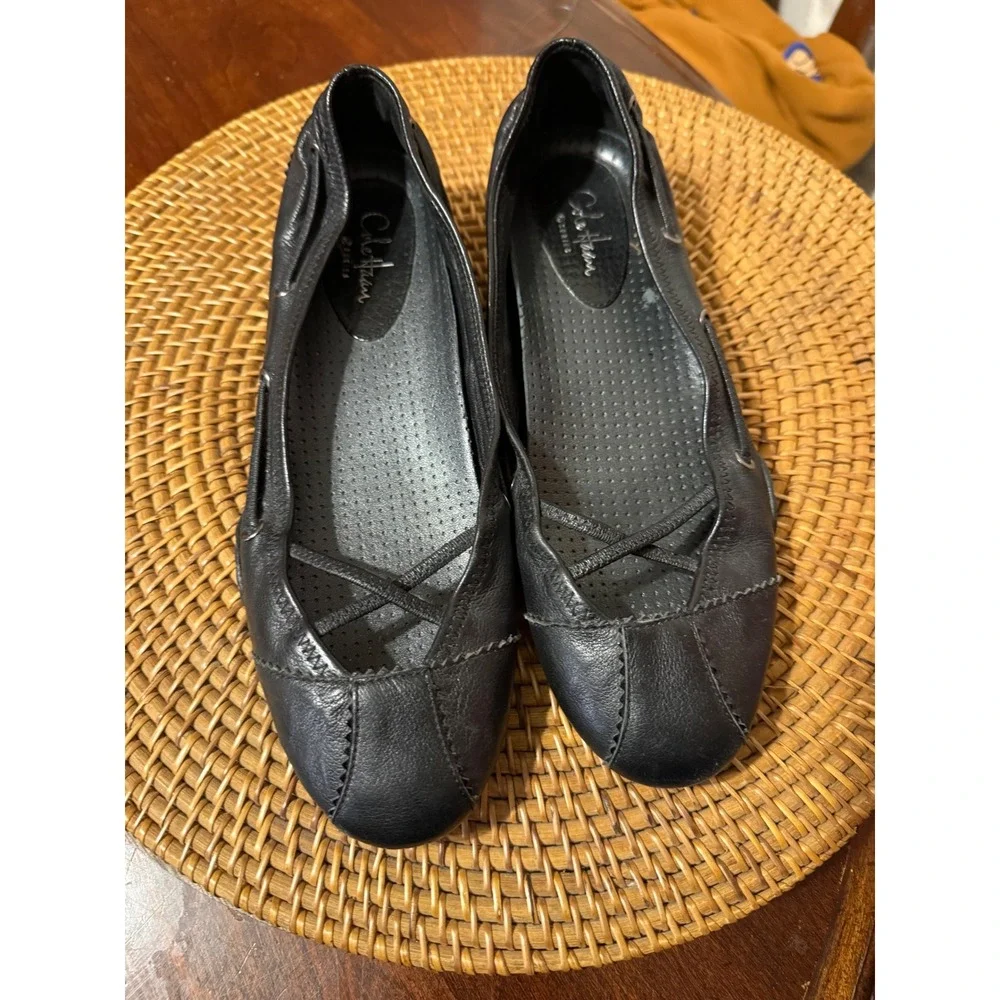 Cole Haan G Series Nike Air Black Leather Ballet Flats Womens 6.5 B